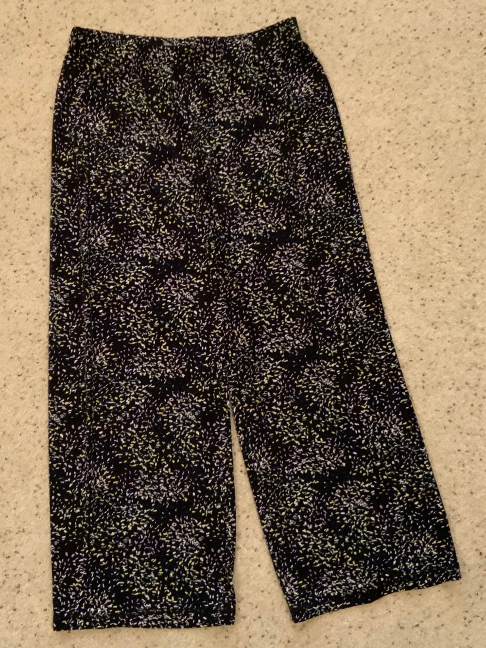east5th Palazzo Pants, Small, Black w/ Multicolored Print